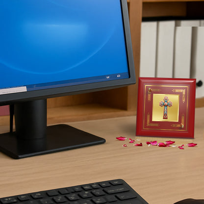 Holy Cross | Symbol of Faith & Salvation Tabletop Frame in 24K Gold Plated Foil
