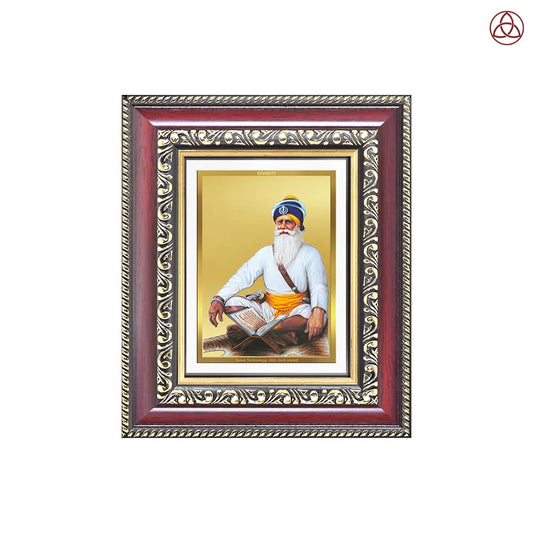 Baba Deep Singh Ji | Nihang Sikh and Martyr Tabletop Frame in 24K Gold Plated Foil