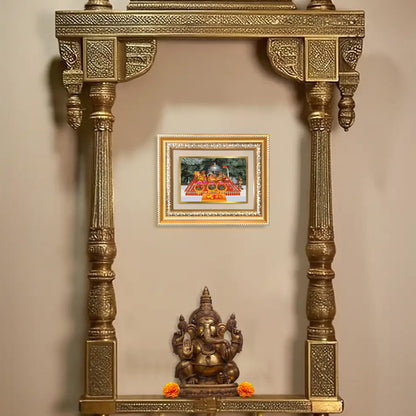 Diviniti 24K Gold Plated Mata Ka Darbar (Classic) Divine Wall and Table Top Frame for Home Mandir & Office Decor | Luxury Spiritual Gift