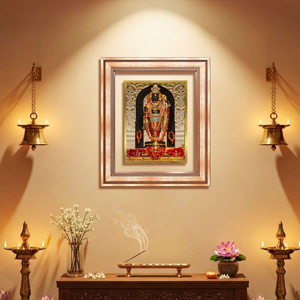 Diviniti 24K Gold Plated Ram Lalla (Classic) Divine Wall Frame for Home Mandir & Office Decor | Luxury Spiritual Gift