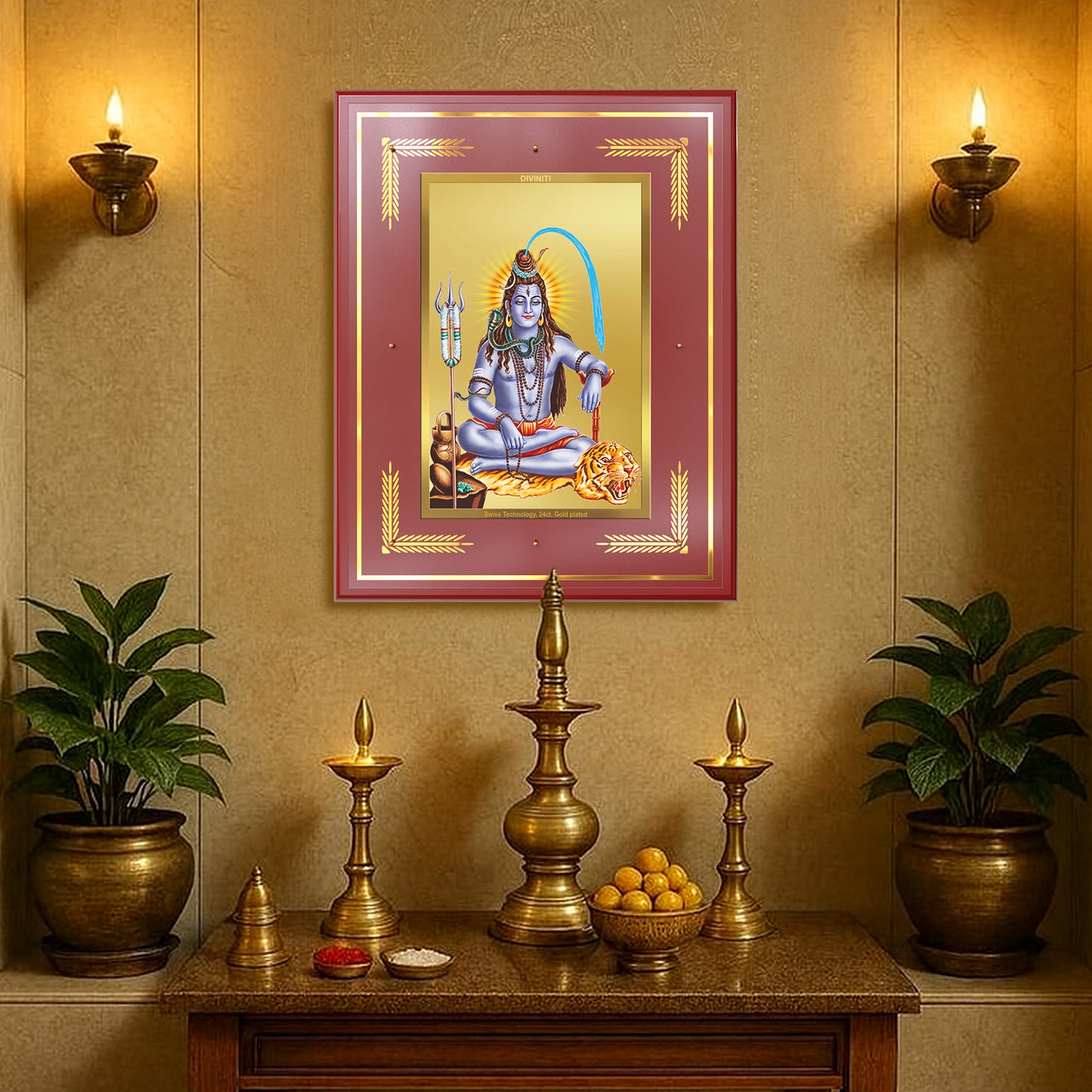 Lord Shiva | Mahadev The Supreme Consciousness Wall Mount Photo Frame in 24K Gold Plated Foil