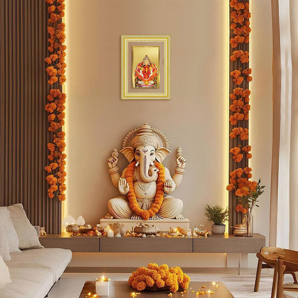 Diviniti 24K Gold Plated Siddhi Vinayak (Classic) Divine Wall Frame for Home Mandir & Office Decor | Luxury Spiritual Gift