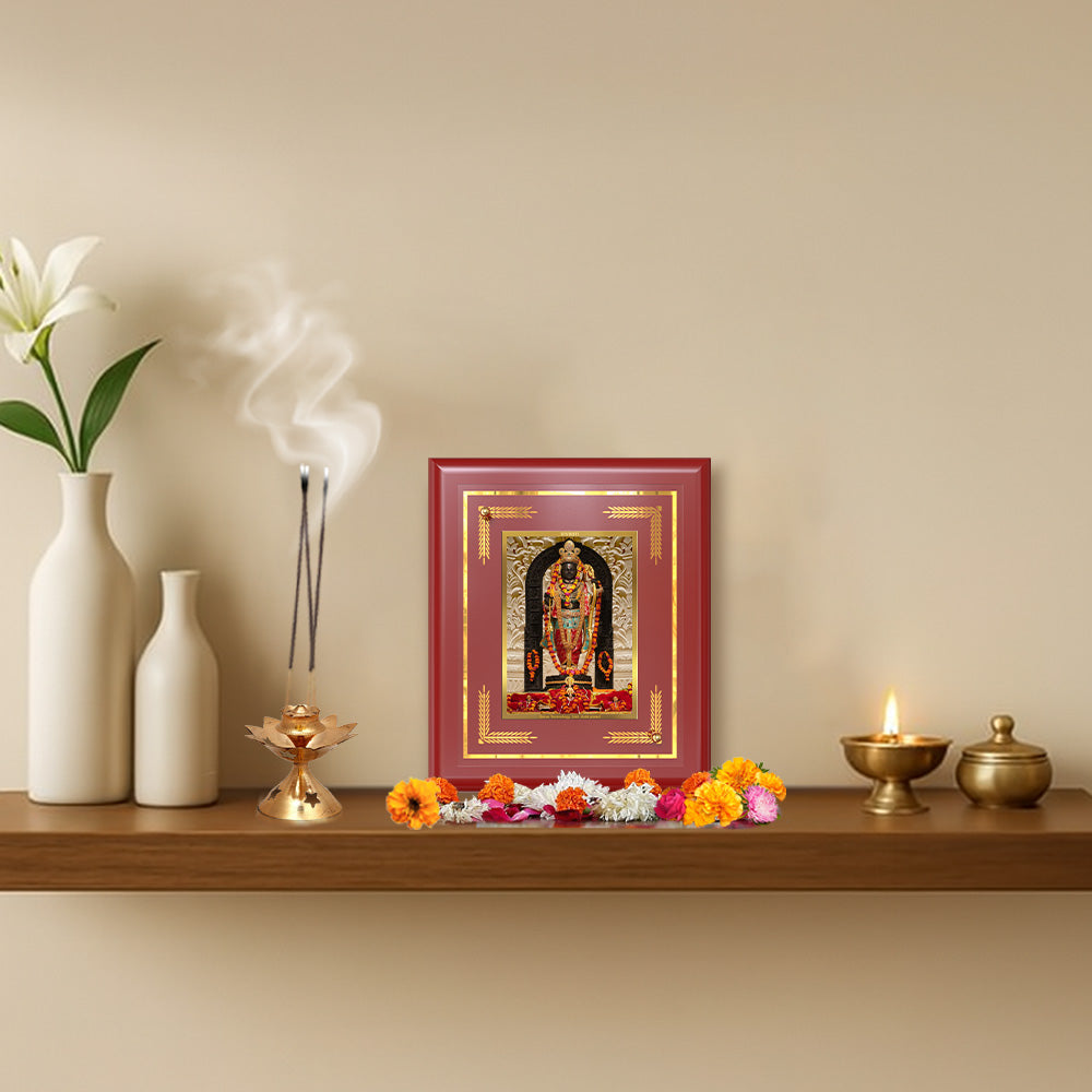 DIVINITI 24K Gold Plated Foil Ram Lalla Wall Photo Frame Idol for Table Top, Home & Office Decor, Puja Room, Gift|MDF Size 1 (16x13.5 CM)