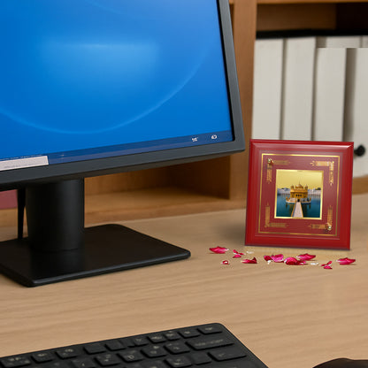 Golden Temple | Shri Harmandir Sahib 24K Gold Plated Divine Photo Frame for Home Décor, Tabletop & Office | Blessings of Peace, Faith & Spiritual Harmony (MDF1A)