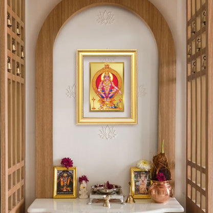 Diviniti 24K Gold Plated Ayyappan Divine Wall Frame for Home Mandir & Office Decor | Luxury Spiritual Gift