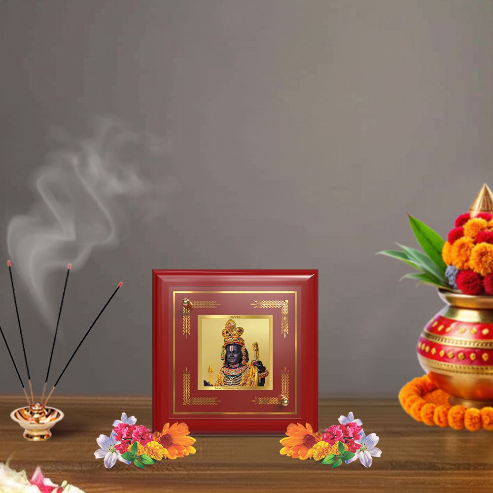 Ram Lalla with Arch – Bal Ram Divine 24K Gold Plated Photo Frame for Home Décor, Tabletop & Office | Blessings of Purity, Devotion & Protection (MDF1A)