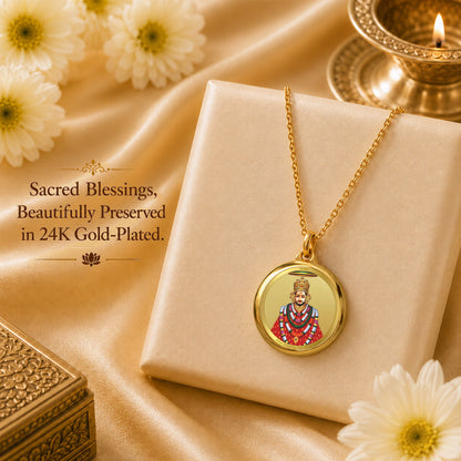 Diviniti 24K Gold Plated Khatushyam & Mantra | 18MM Double Sided Pendant For Men, Women & Kids