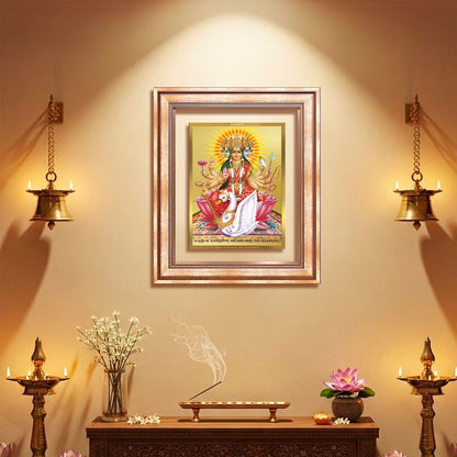 Diviniti 24K Gold Plated Gayatri Maa (Classic) Divine Wall Frame for Home Mandir & Office Decor | Luxury Spiritual Gift