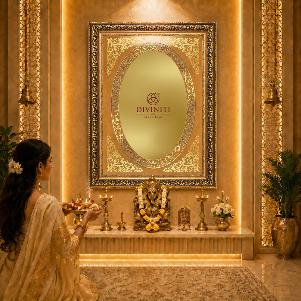 Diviniti Double Glass Frame Personalised Wall Mount Photo Frame in 24K Gold Plated Foil