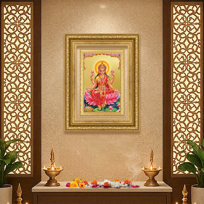 Diviniti 24K Gold Plated Lakshmi (Classic) Divine Wall Frame for Home Mandir & Office Decor | Luxury Spiritual Gift