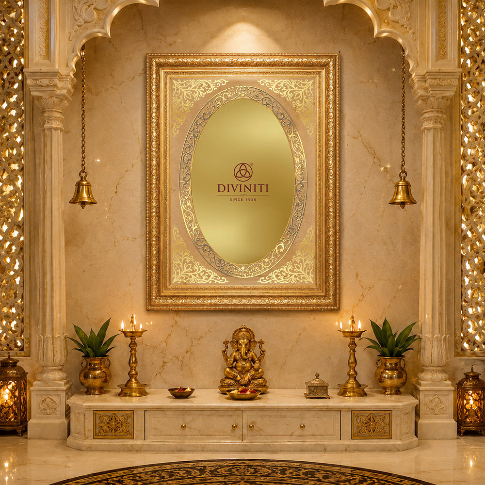 Diviniti Double Glass Frame Personalised Wall Mount Photo Frame in 24K Gold Plated Foil