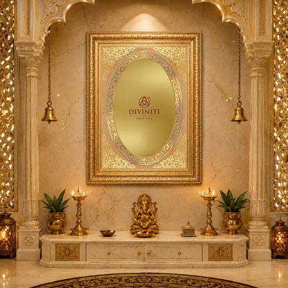 Diviniti Double Glass Frame Personalised Wall Mount Photo Frame in 24K Gold Plated Foil