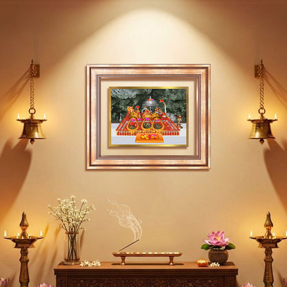 Diviniti 24K Gold Plated Mata Ka Darbar (Classic) Divine Wall Frame for Home Mandir & Office Decor | Luxury Spiritual Gift