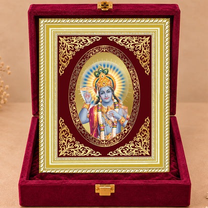 24K Gold-Plated Lord Vishnu Frame | Premium Gift Box | 26x20 CM