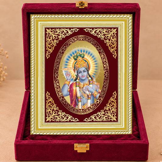 24K Gold-Plated Lord Vishnu Frame | Premium Gift Box | 26x20 CM