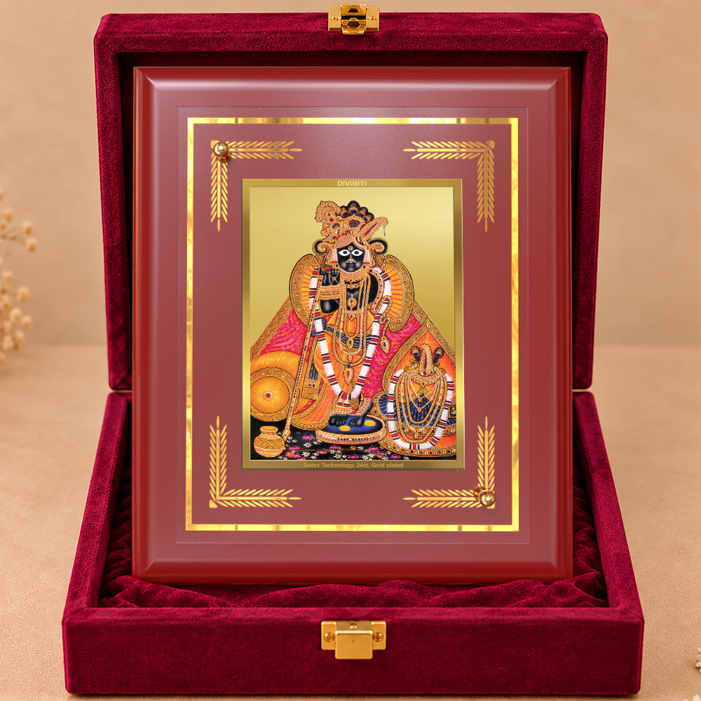 24K Gold-Plated Banke Bihari MDF Frame | Premium Gift Box | 13.5x16 CM