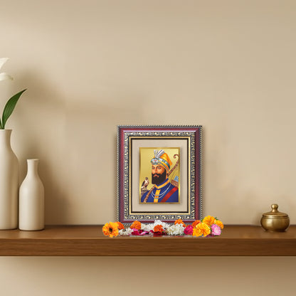 Diviniti 24K Gold Plated Guru Gobind Singh Ji (Classic) Sacred Sikh Table Top Frame for Home Decor & Office Ambiance | Premium Spiritual Gift