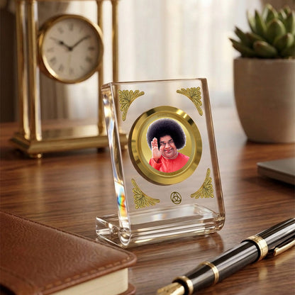 Diviniti 24K Gold Plated Satya Sai Baba Acrylic Car Dashboard Frame | Spiritual Guru for Car, Home Décor, Tabletop & Puja Room | Blessings of Peace, Love & Guidance (ACF1CH)