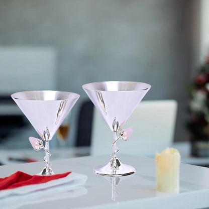 999 Silver Plated Wine Glass Set of 2 | Royal Elegance Accent for Dining and Gifting