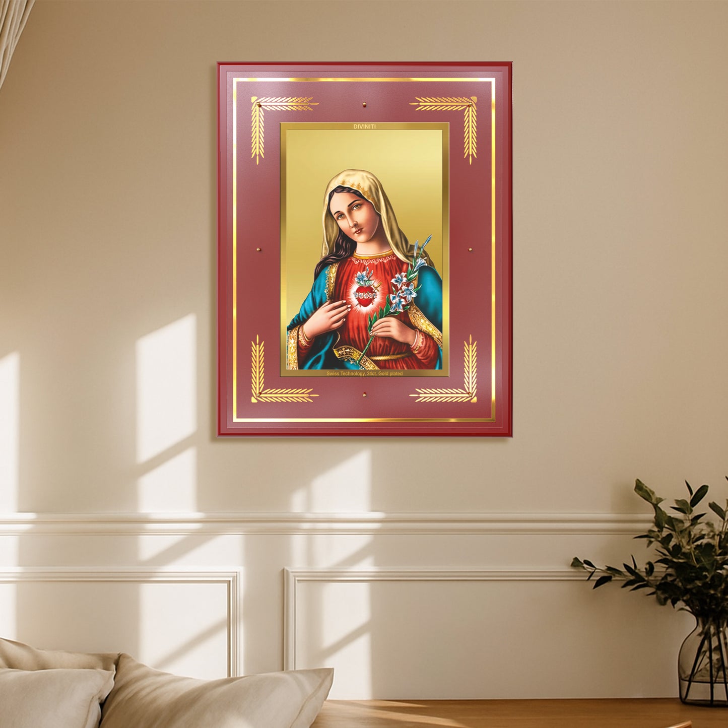 Mother Mary | Blessed Virgin Wall Mount Photo Frame in 24K Gold Plated Foil