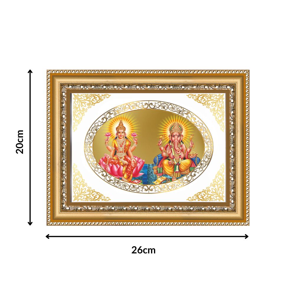 Lakshmi Ganesh | Divine Prosperity Wall & Tabletop Royal Photo Frame in 24K Gold Plated Foil