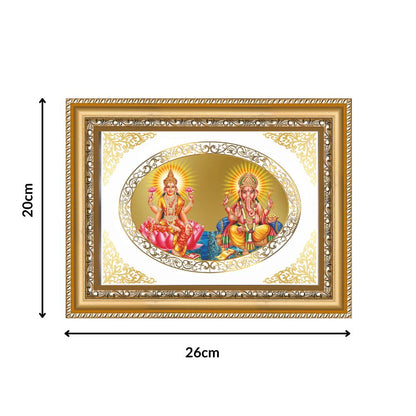 Lakshmi Ganesh | Divine Prosperity Wall & Tabletop Royal Photo Frame in 24K Gold Plated Foil