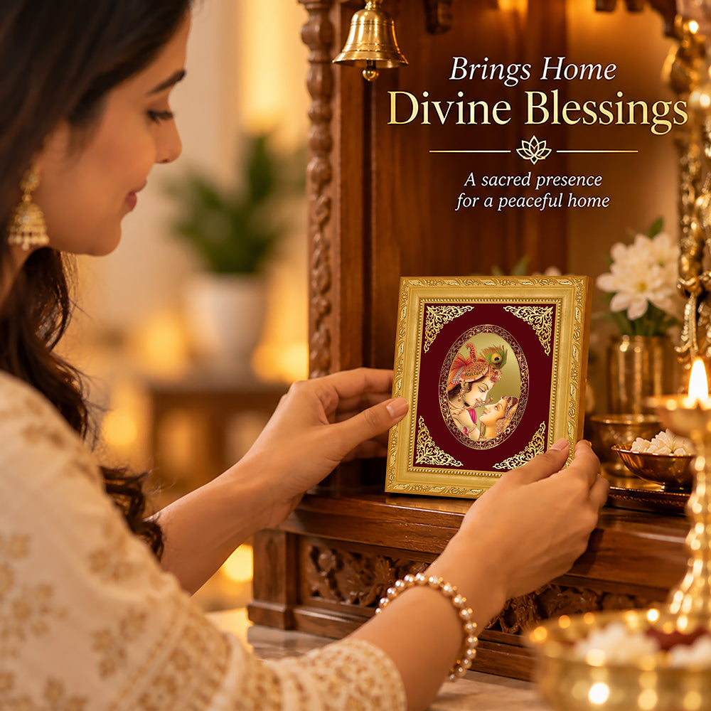 24K Gold-Plated Radha Krishna Frame | Premium Gift Box | 16x13.5 CM