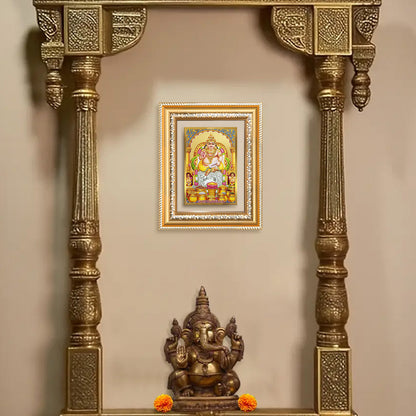 Diviniti 24K Gold Plated Kuber (Classic) Divine Wall and Table Top Frame for Home Mandir & Office Decor | Luxury Spiritual Gift