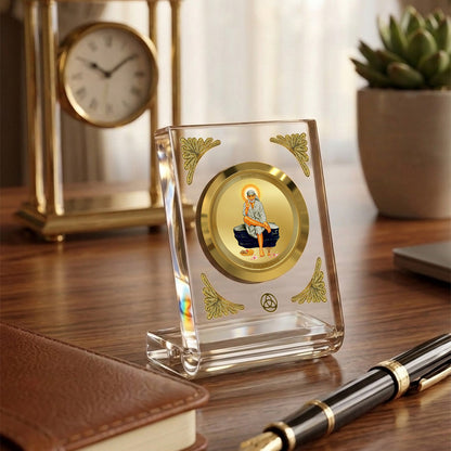 Diviniti 24K Gold Plated Sai Baba Acrylic Car Dashboard Frame | Shirdi Sai Baba for Car, Home Décor, Tabletop & Puja Room | Blessings of Faith, Peace & Protection (ACF1CH)
