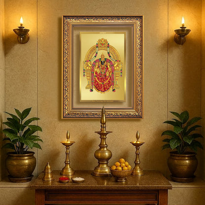 Goddess Padmavati | Consort of Lord Tirupati Balaji Wall Mount Photo Frame in 24K Gold Plated Foil