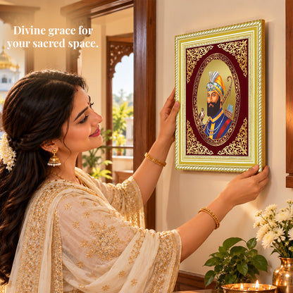 24K Gold-Plated Guru Gobind Singh BG Frame | Premium Gift Box | 26x20 CM