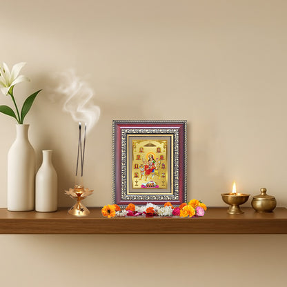 Diviniti 24K Gold Plated Nav Durga (Classic) Divine Table Top Frame for Home Mandir & Office Decor | Luxury Spiritual Gift