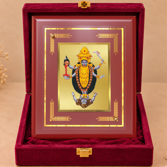 24K Gold-Plated Maa Kali MDF Frame | Premium Gift Box | 13.5x16 CM