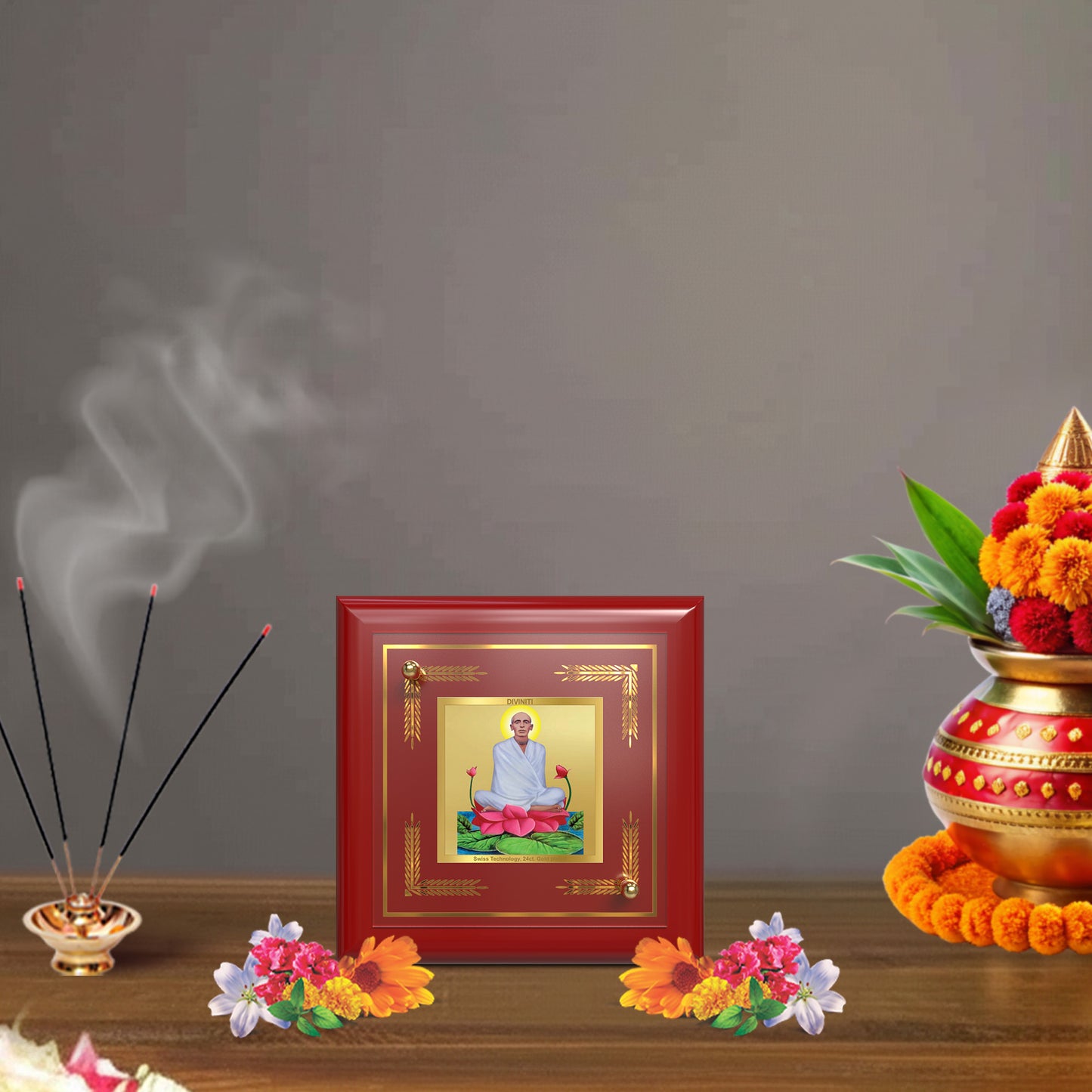 Ram Thakur | Divine Saint 24K Gold Plated Photo Frame for Home Décor, Tabletop & Office | Blessings of Peace, Devotion & Spiritual Guidance (MDF1A)