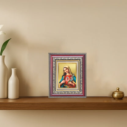 Diviniti 24K Gold Plated Mother Mary (Classic) Divine Table Top Frame for Home Mandir & Office Decor | Luxury Spiritual Gift