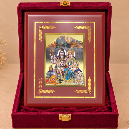 24K Gold-Plated Shiv Parivaar MDF Frame | Premium Gift Box | 13.5x16 CM