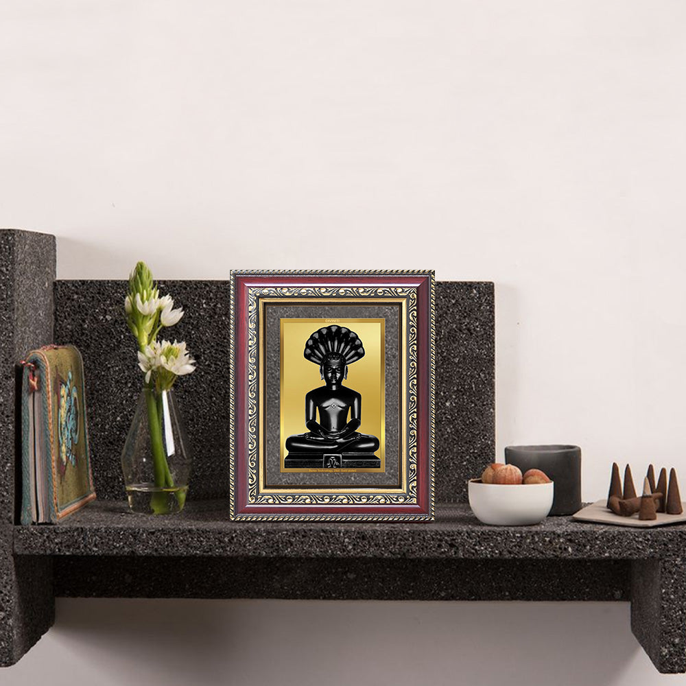 Diviniti 24K Gold Plated Parshvanath (Classic) Divine Wall and Table Top Frame for Home Mandir & Office Decor | Luxury Spiritual Gift