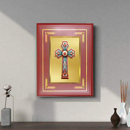 Diviniti 24K Gold Plated Holy Cross Blessing Tabletop Photo Frame | Faith, Hope & Divine Grace