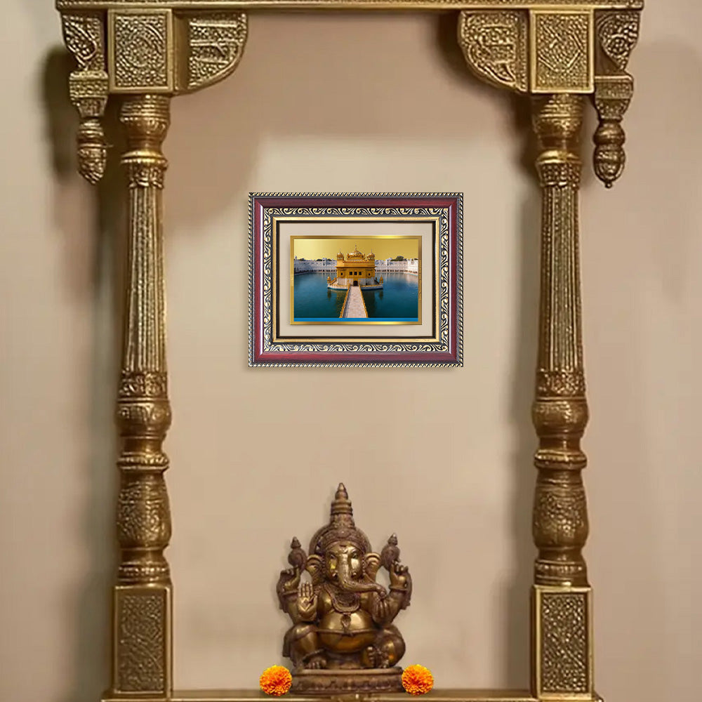 Diviniti 24K Gold Plated Golden Temple (Classic) Divine Wall and Table Top Frame for Home Mandir & Office Decor | Luxury Spiritual Gift