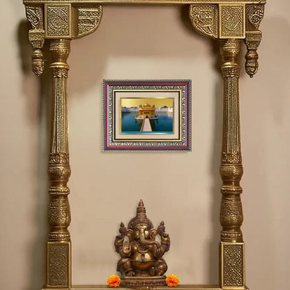 Diviniti 24K Gold Plated Golden Temple (Classic) Divine Wall and Table Top Frame for Home Mandir & Office Decor | Luxury Spiritual Gift