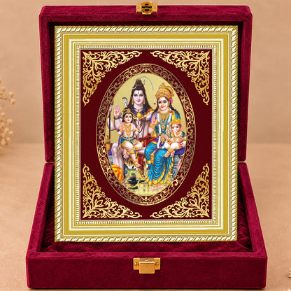 24K Gold-Plated Shiv Parivar Frame | Premium Gift Box | 26x20 CM