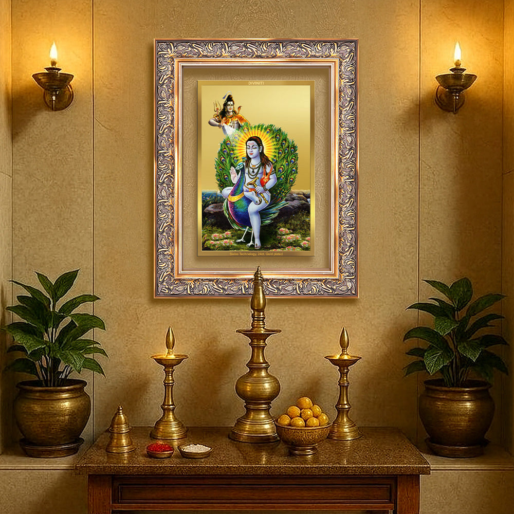 Diviniti 24K Gold Plated Baba Balak Nath Divine Wall Frame for Home Mandir & Office Decor | Luxury Spiritual Gift