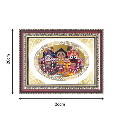 Jagannath Balabhadra Subhadra | Divine Puri Trinity Wall & Tabletop Royal Photo Frame in 24K Gold Plated Foil