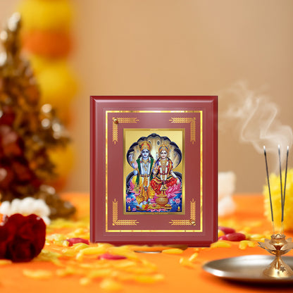 Diviniti 24K Gold Plated Lord Vishnu & Lakshmi Blessing Tabletop Photo Frame | Prosperity, Protection & Divine Grace
