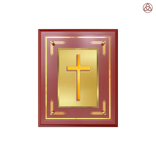 Holy Cross | Sacred Christian Cross Wall & Tabletop Photo Frame in 24K Gold Plated Foil