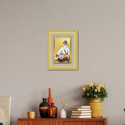 Diviniti 24K Gold Plated Baba Deep Singh Sacred Sikh Wall Frame for Home Decor & Office Ambiance | Premium Spiritual Gift