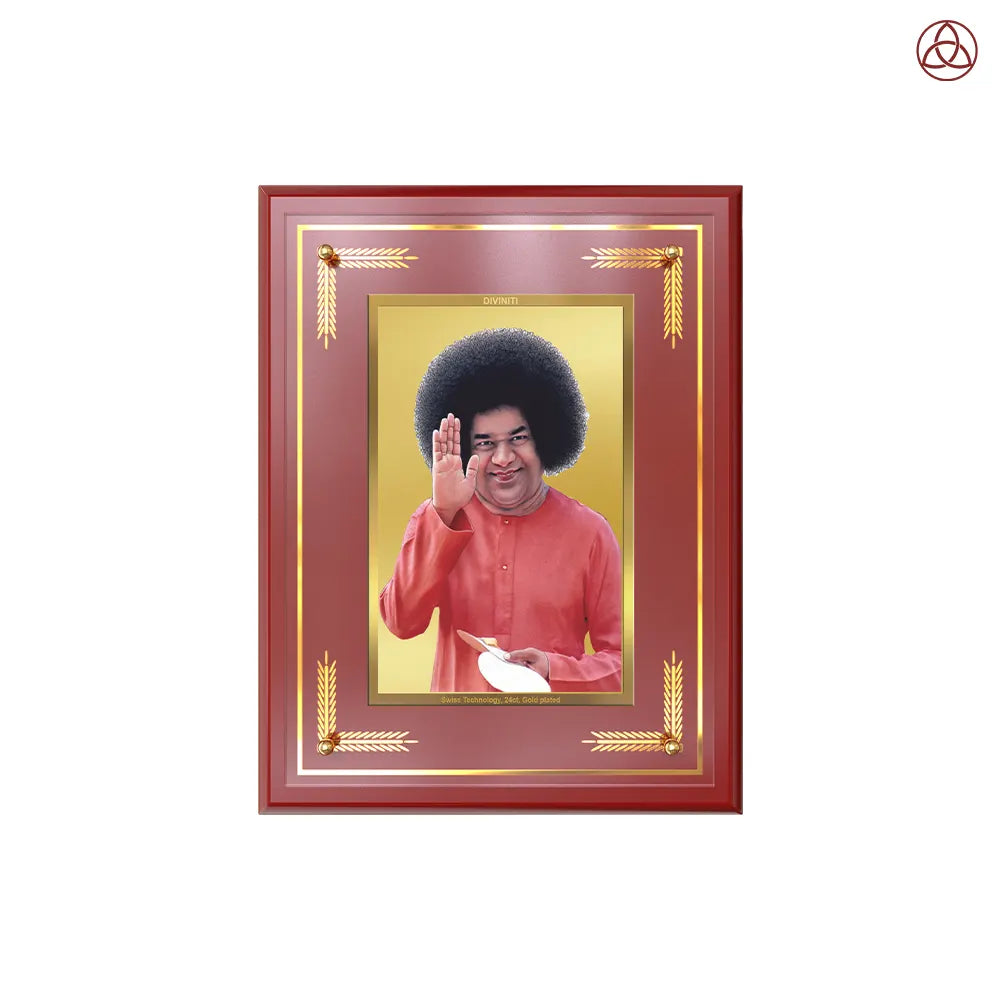 Sathya Sai Baba | Avatar of Love and Universal Harmony Wall & Tabletop Photo Frame in 24K Gold Plated Foil