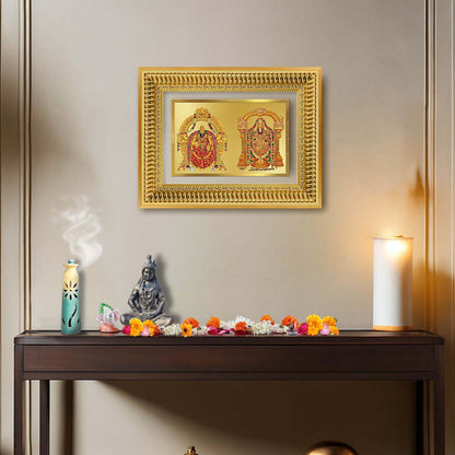 Diviniti 24K Gold Plated Padmavati And Balaji (Classic) Divine Wall Frame for Home Mandir & Office Decor | Luxury Spiritual Gift
