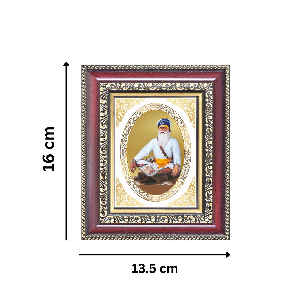 Baba Deep Singh Ji Divine Sikh Warrior Saint Sacred Royal Tabletop Frame in 24K Gold Plated Foil