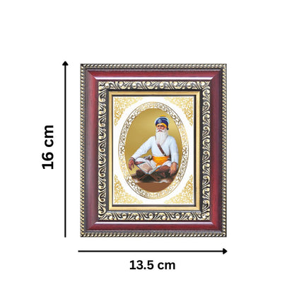 Baba Deep Singh Ji Divine Sikh Warrior Saint Sacred Royal Tabletop Frame in 24K Gold Plated Foil
